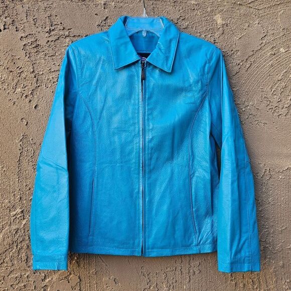 USA Jackets & Blazers - USA Teal Blue Leather Jacket
